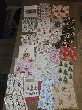 Assorted Holiday Christmas Halloween Paper Napkins Lot Of 24 For Decoupage
